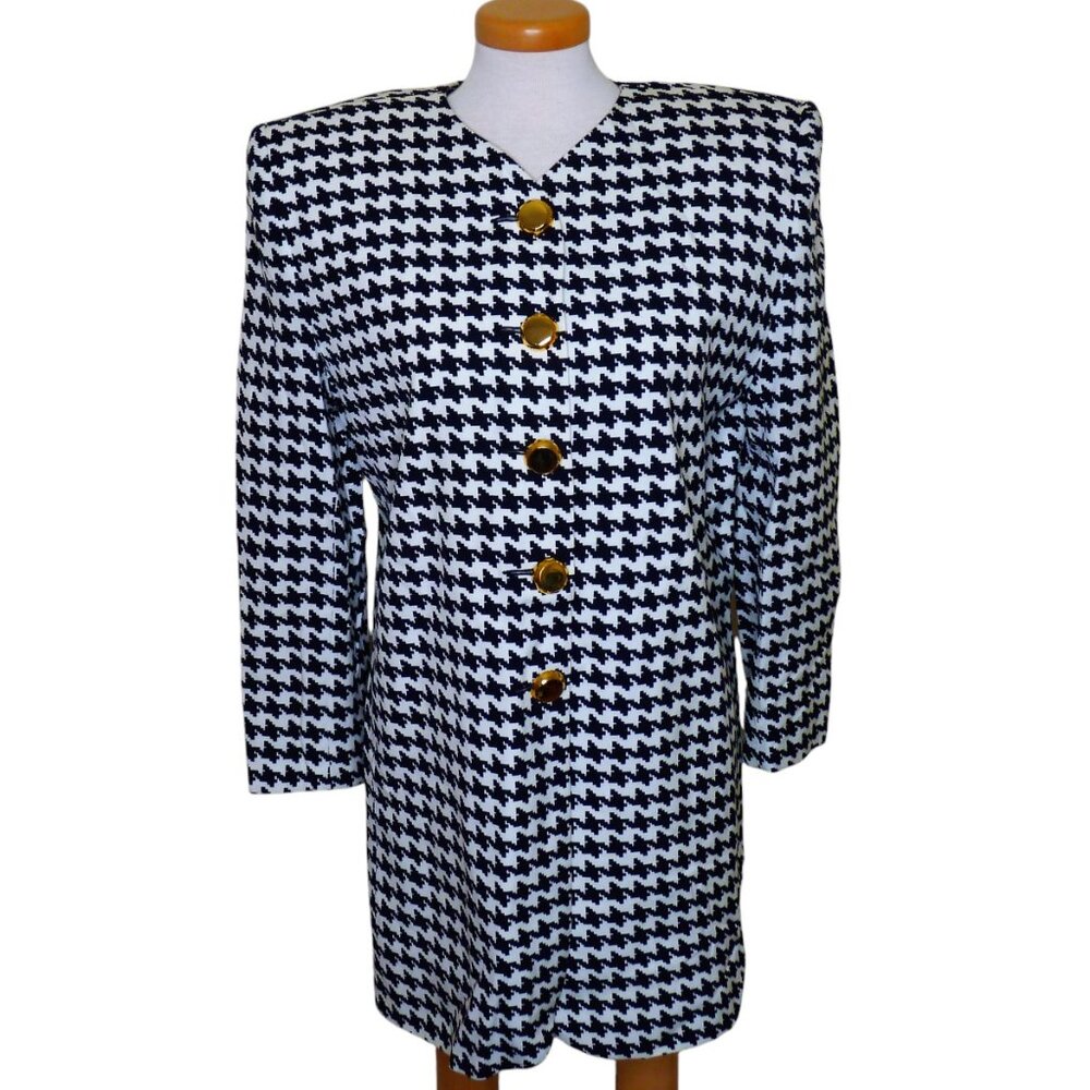 Vintage 80's Heritage House Herringbone Long Jacket/Blazer